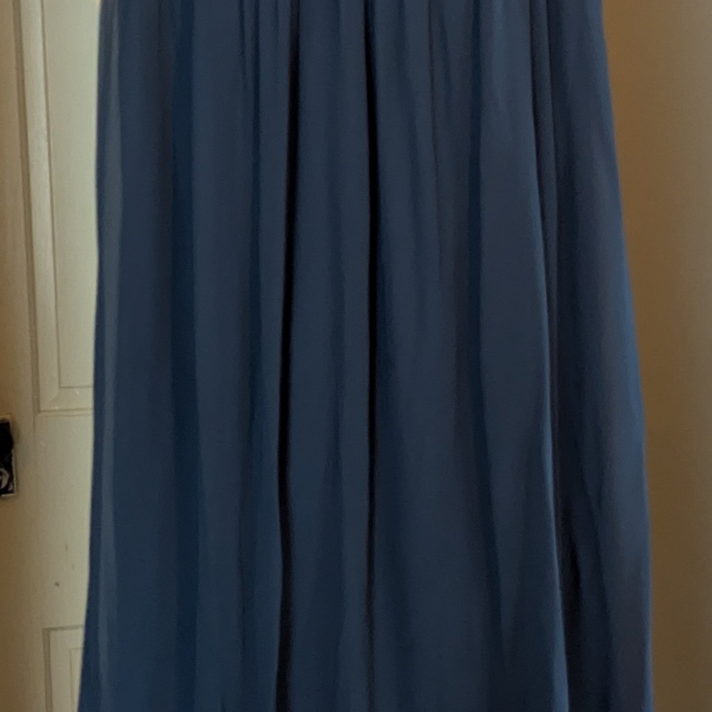 Azazie Yetta Navy Chiffon A-Line Dress - Picture 2 of 2
